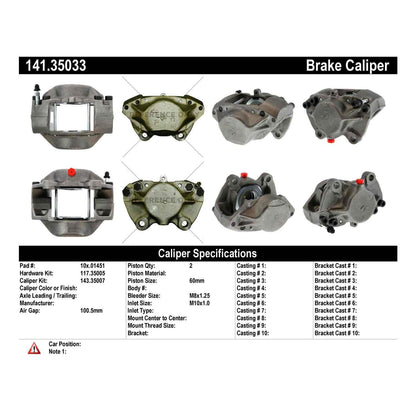 Centric Parts Disc Brake Caliper Semi-Loaded with Anti-Corrosion Finish 141.35033