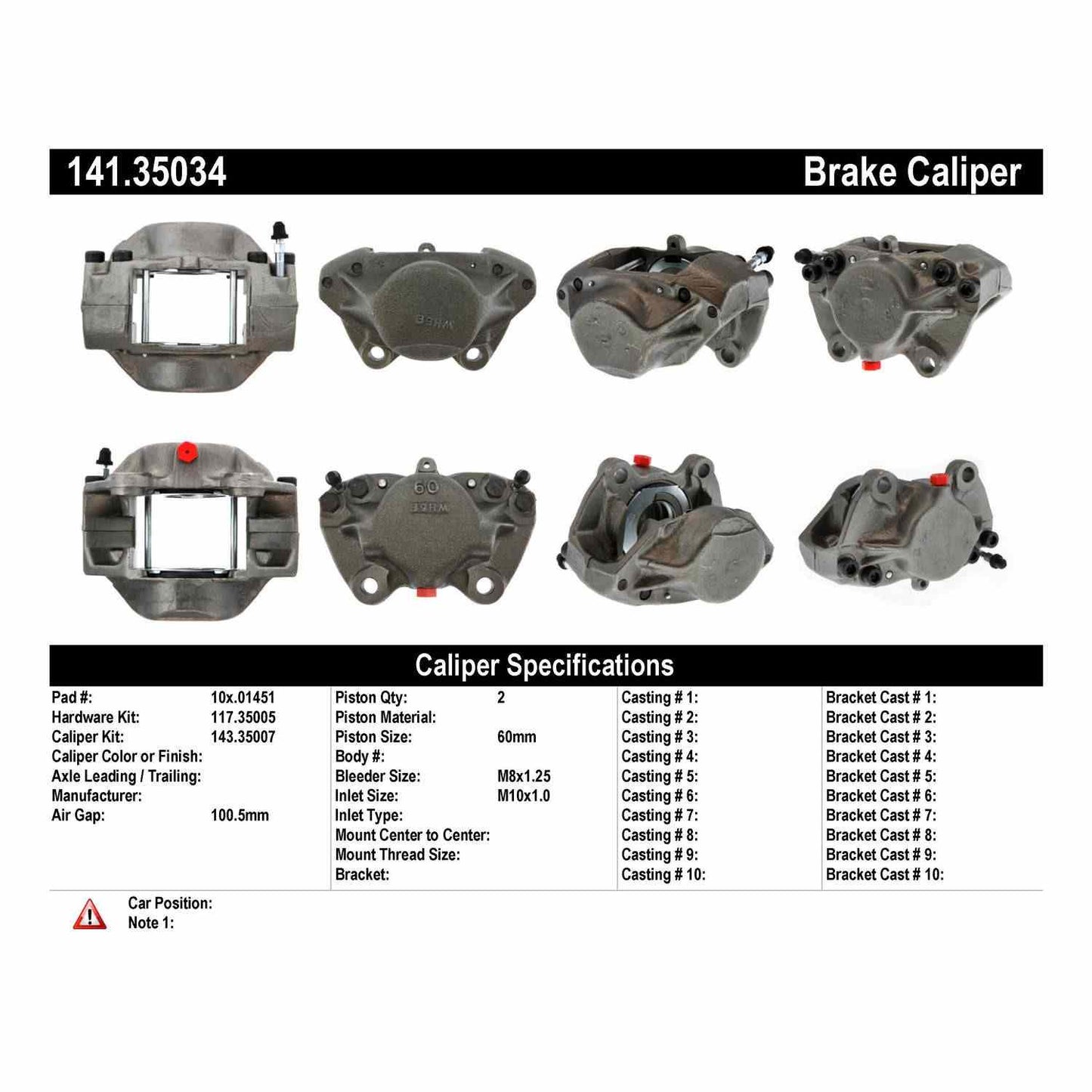 Centric Parts Disc Brake Caliper Semi-Loaded with Anti-Corrosion Finish 141.35034