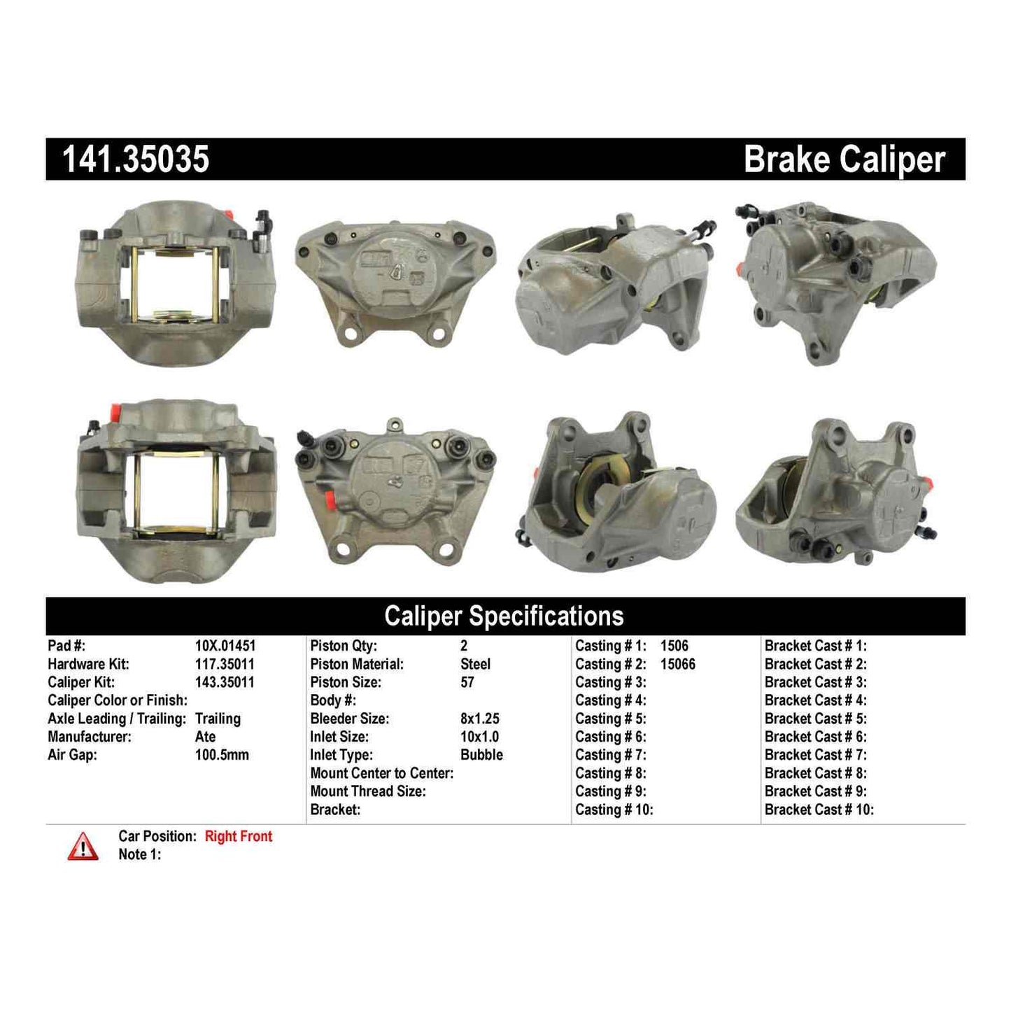 Centric Parts Disc Brake Caliper Semi-Loaded for 141.35035