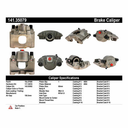 Centric Parts Semi-Loaded Brake Caliper with New Phenolic Pistons 141.35079