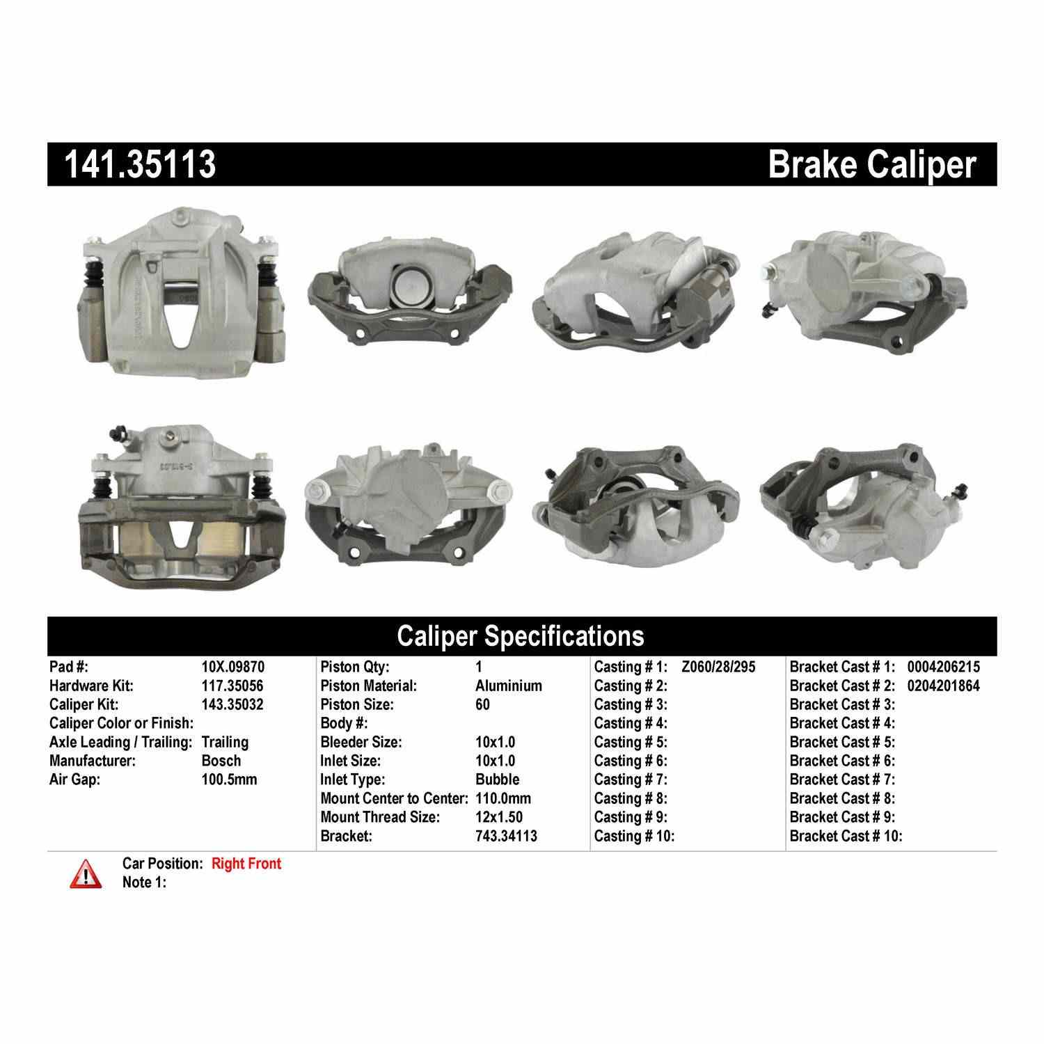 StopTech Semi-Loaded Brake Caliper 141.35113