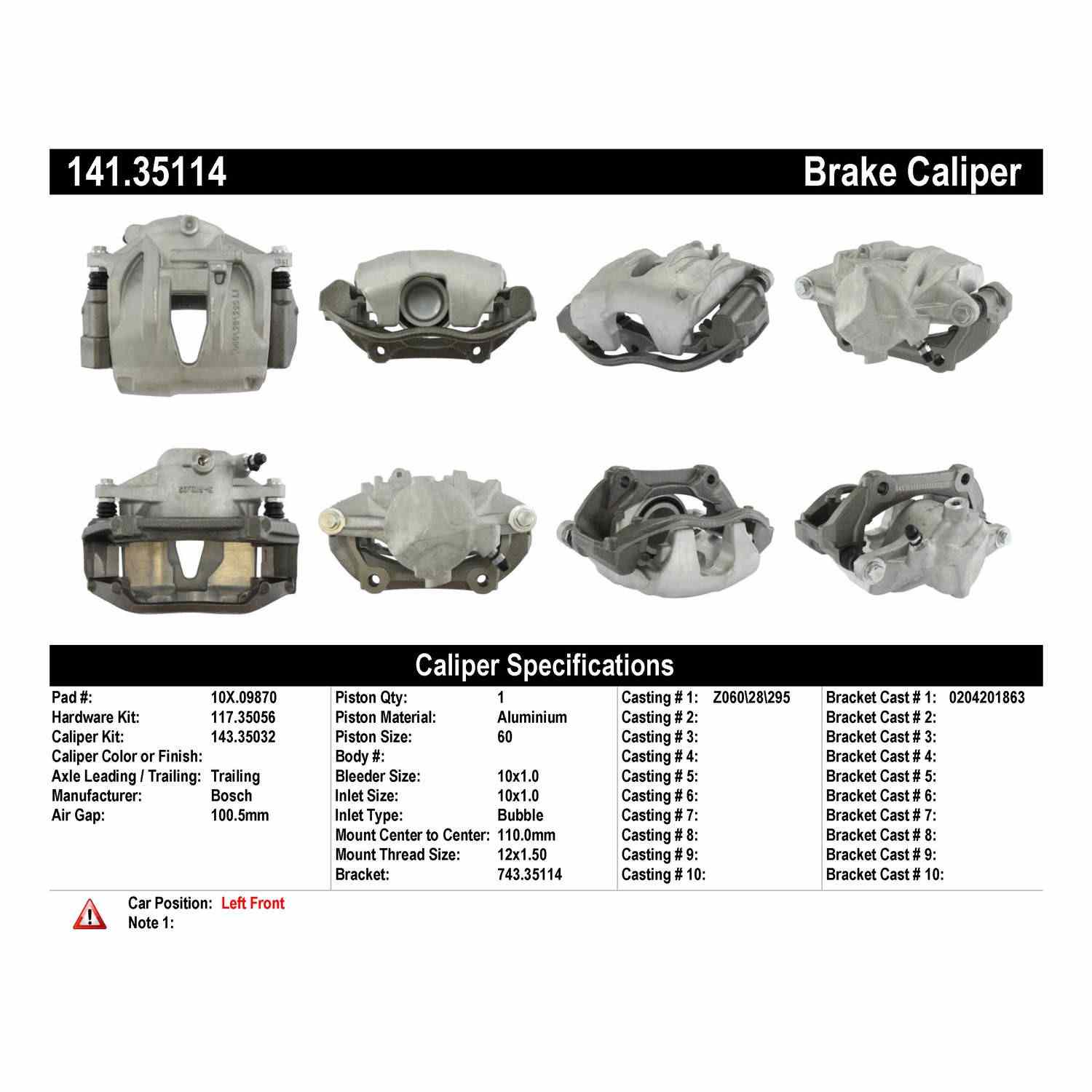 Centric Parts Semi-Loaded Brake Caliper 141.35114