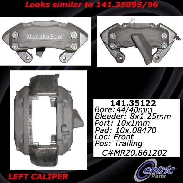 Centric Parts Disc Brake Caliper Semi-Loaded with Anti-Corrosion Finish for 2004-2005 Mercedes-Benz C32 AMG, C230, C320, SLK350 141.35121