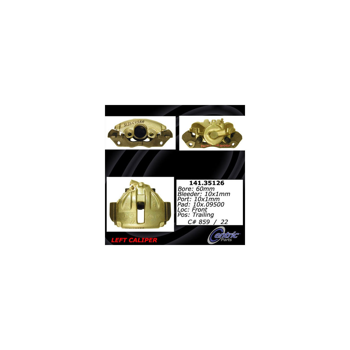 Centric Parts Semi-Loaded Brake Caliper 141.35126
