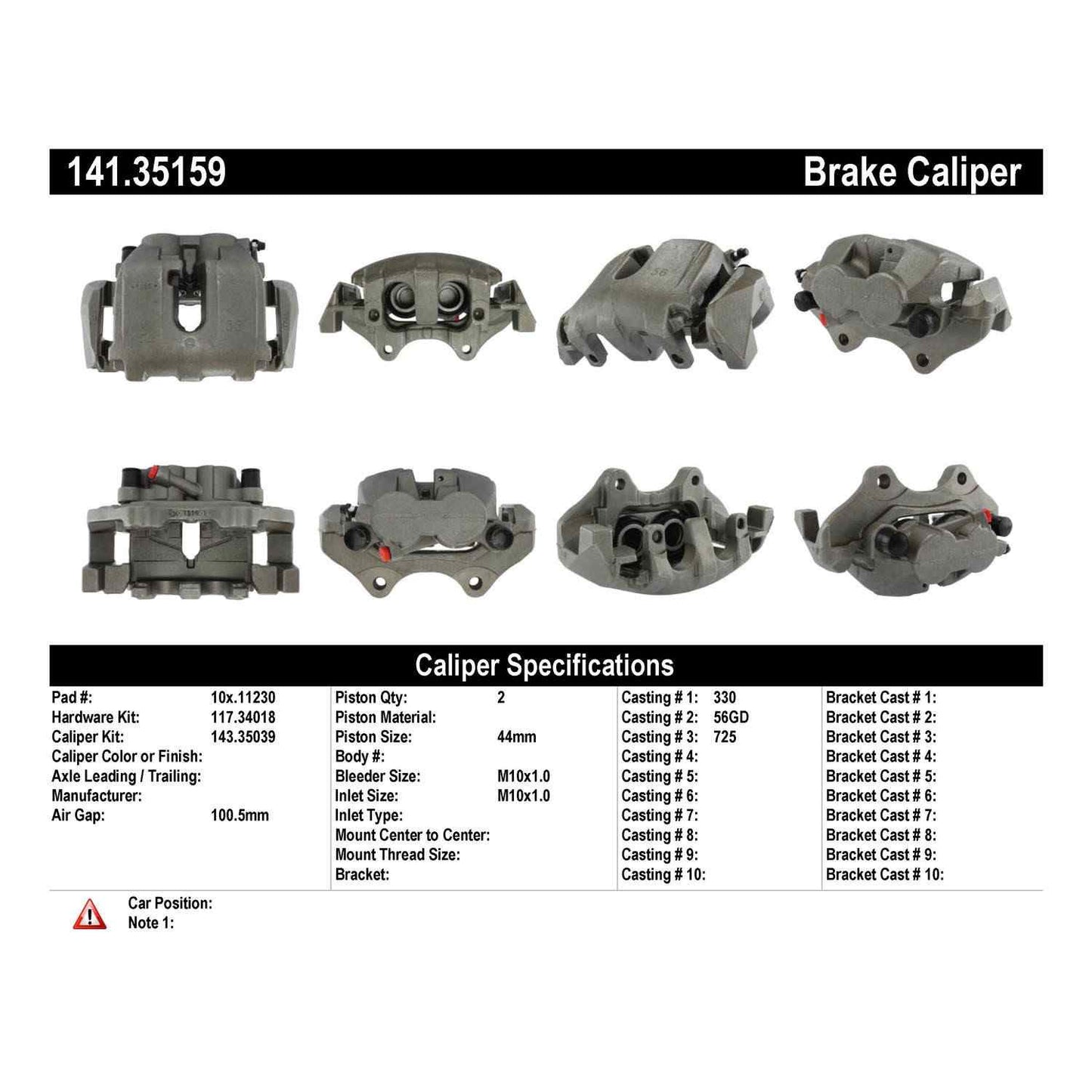 Centric Parts Semi-Loaded Disc Brake Caliper for 2007-2013 Mercedes-Benz GL/ML/R Models 141.35159