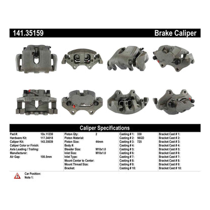 Centric Parts Semi-Loaded Disc Brake Caliper for 2007-2013 Mercedes-Benz GL/ML/R Models 141.35159