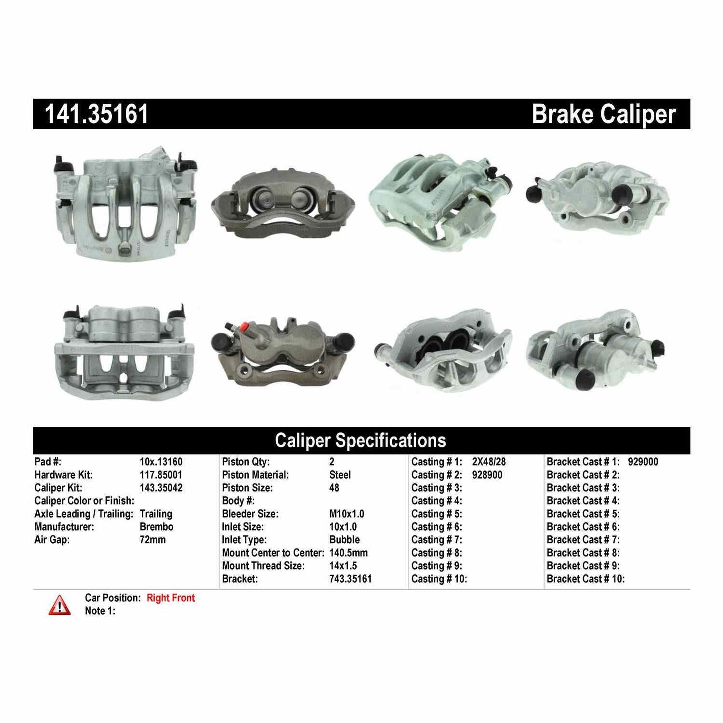 Centric Parts Semi-Loaded Brake Caliper 141.35161