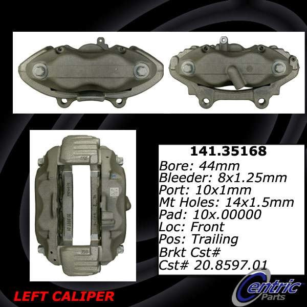 Centric Parts Disc Brake Caliper Semi-Loaded with new bleeder screws for 2009-2014 Mercedes-Benz CL550, 2012-2013 S350, 2008-2011 S450, 2007-2013 S550 141.35167