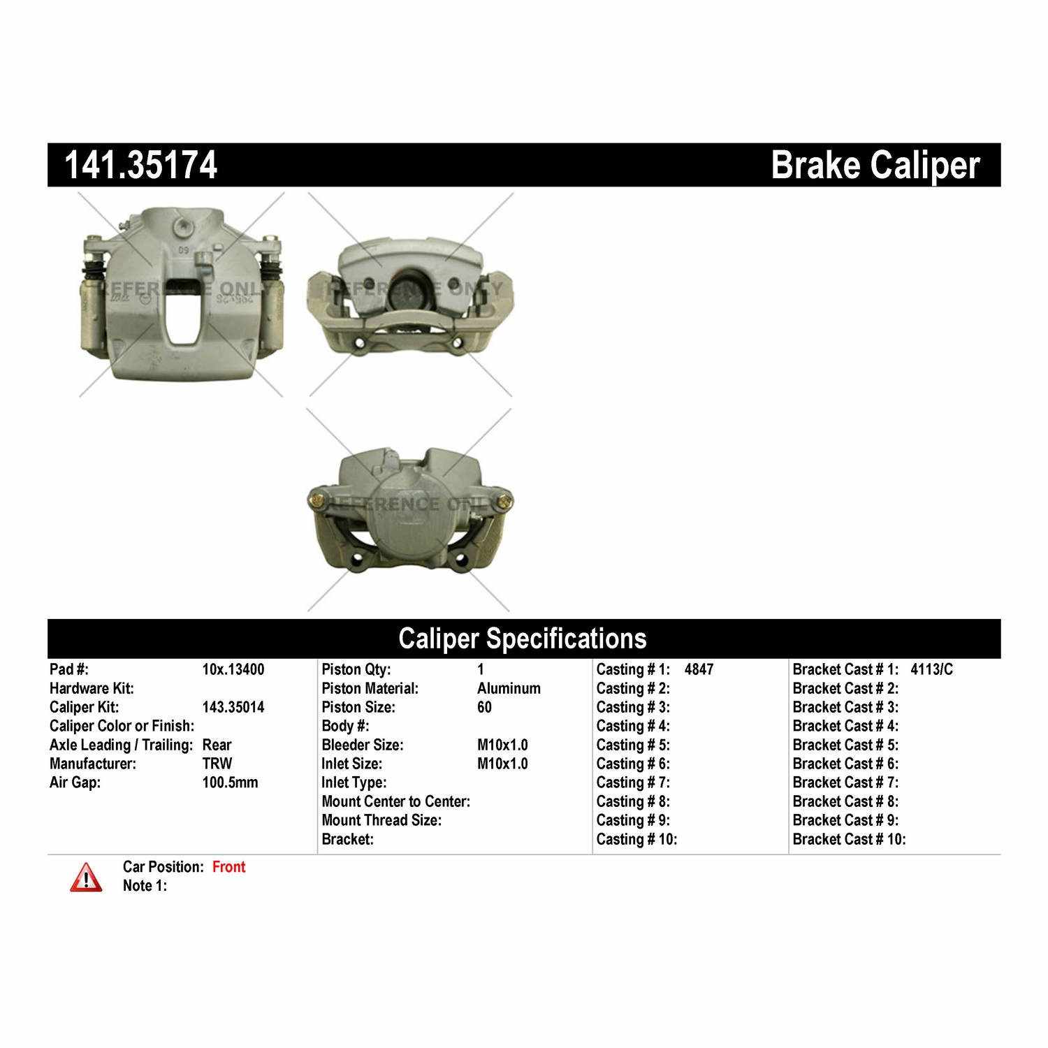 StopTech Semi-Loaded Brake Caliper 141.35174