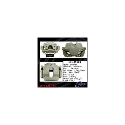 Centric Parts Disc Brake Caliper Semi-Loaded with Anti-Corrosion Finish for 2010-2016 Mercedes-Benz C250/C300 141.35174