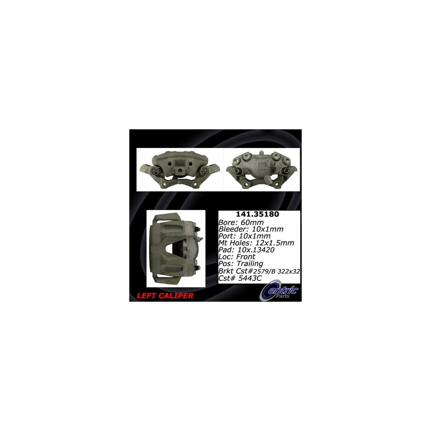 Centric Parts Disc Brake Caliper Semi-Loaded with Anti-Corrosion Finish for Mercedes-Benz C300 2008-2011, C350 2008-2015, CLS400 2015-2017, E250 2014-2016, E350 2010-2016, E400 2013-2017 141.35180