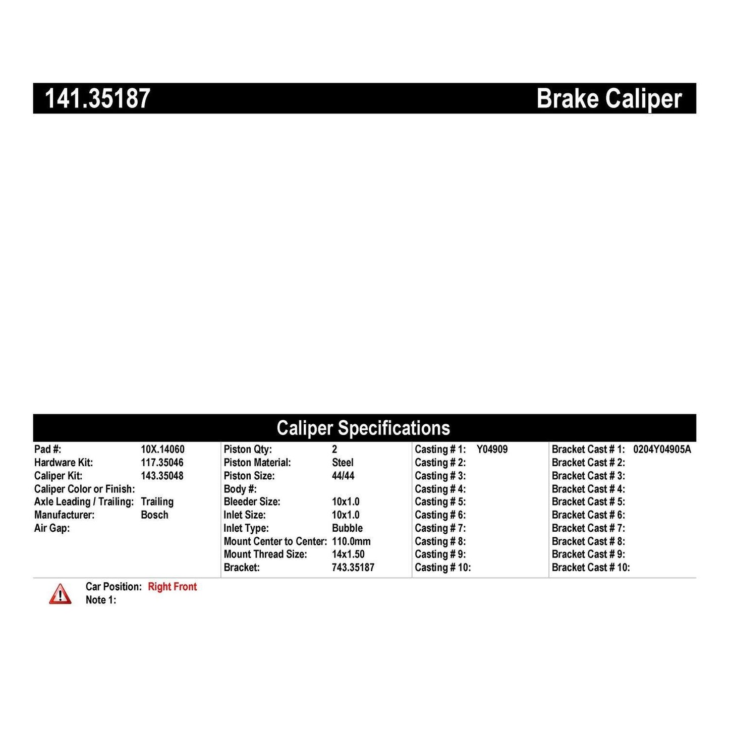 Stoptech Centric Semi-Loaded Brake Caliper - Front Right 141.35187