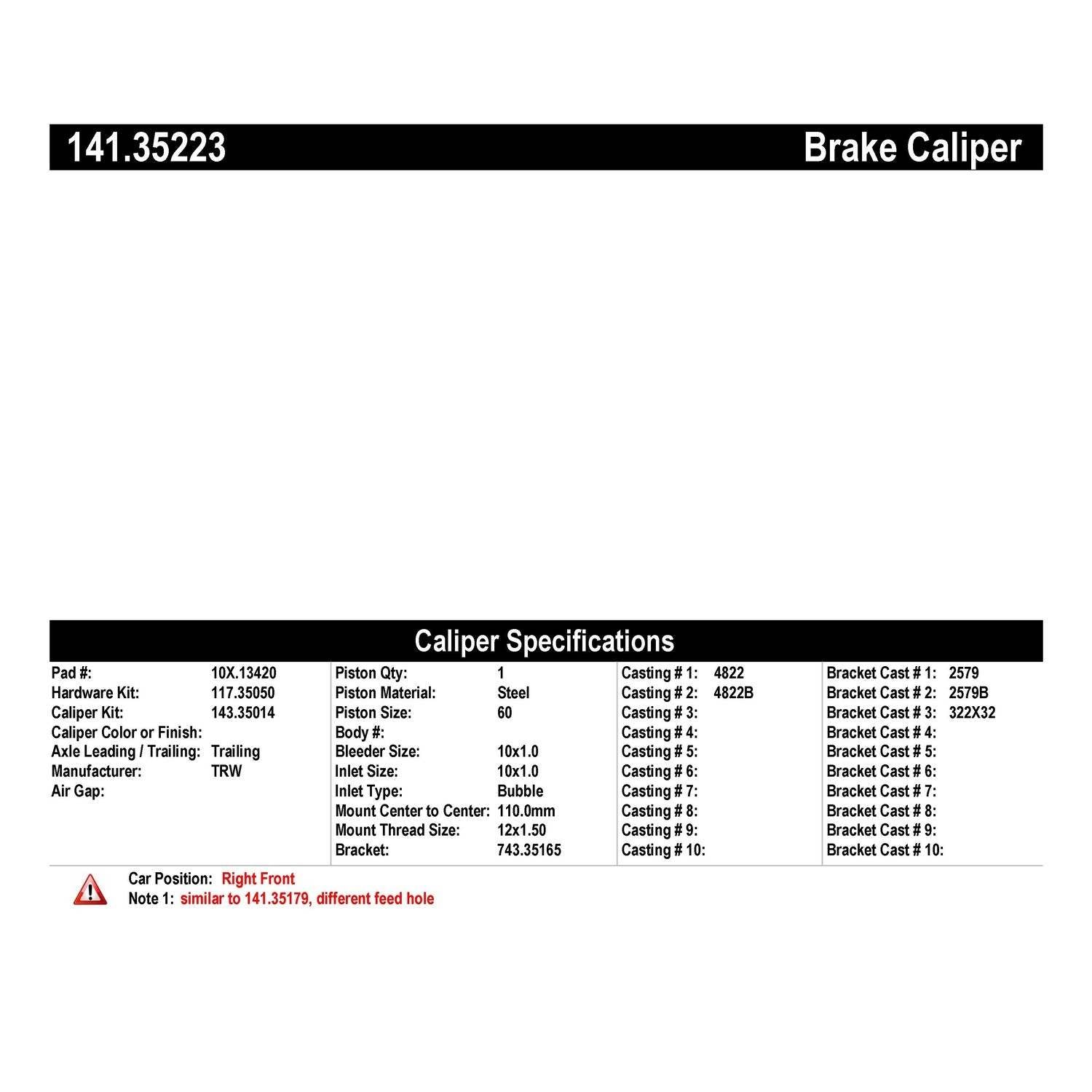 StopTech Semi-Loaded Brake Caliper 141.35223