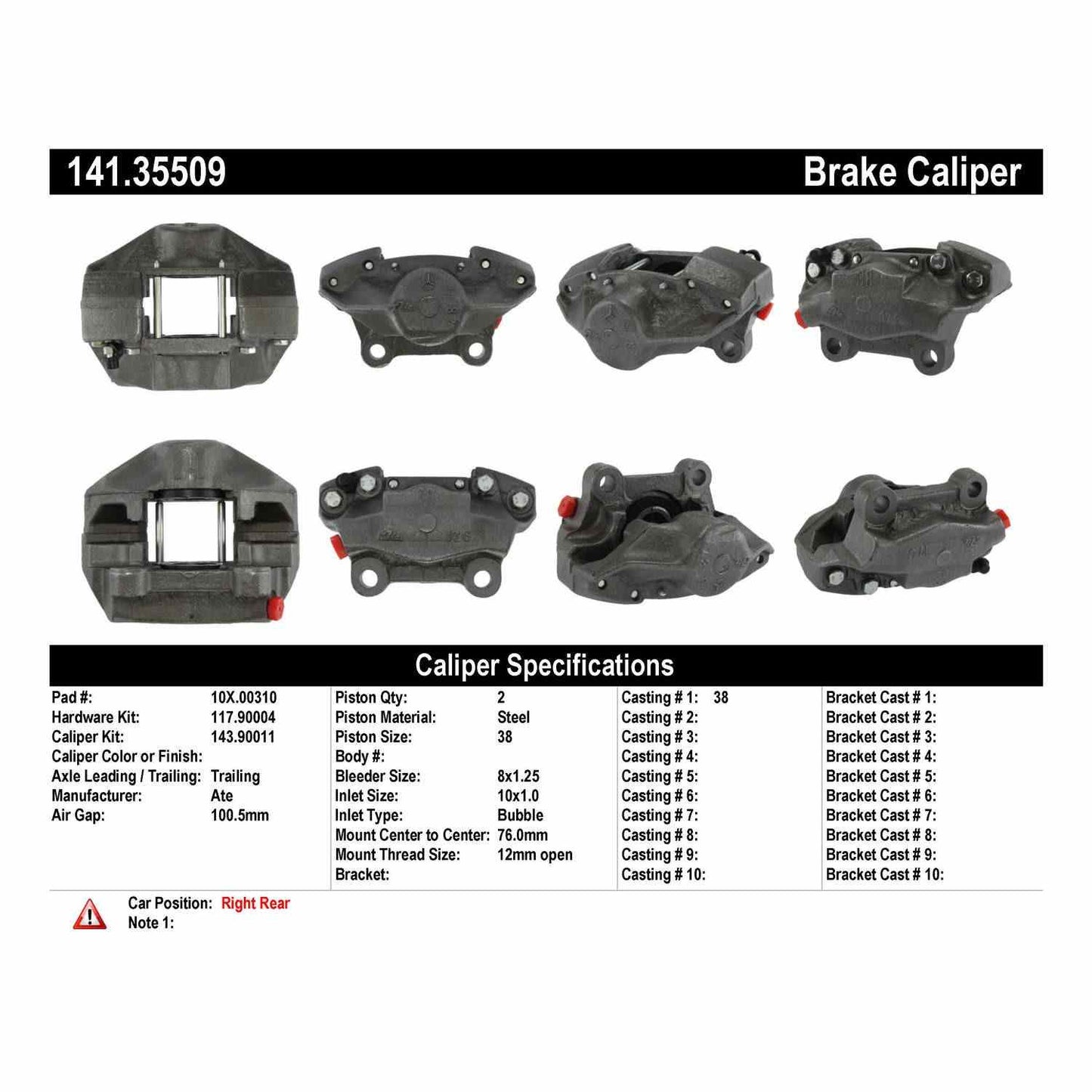 Stoptech Centric Semi-Loaded Brake Caliper - Rear Right 141.35509