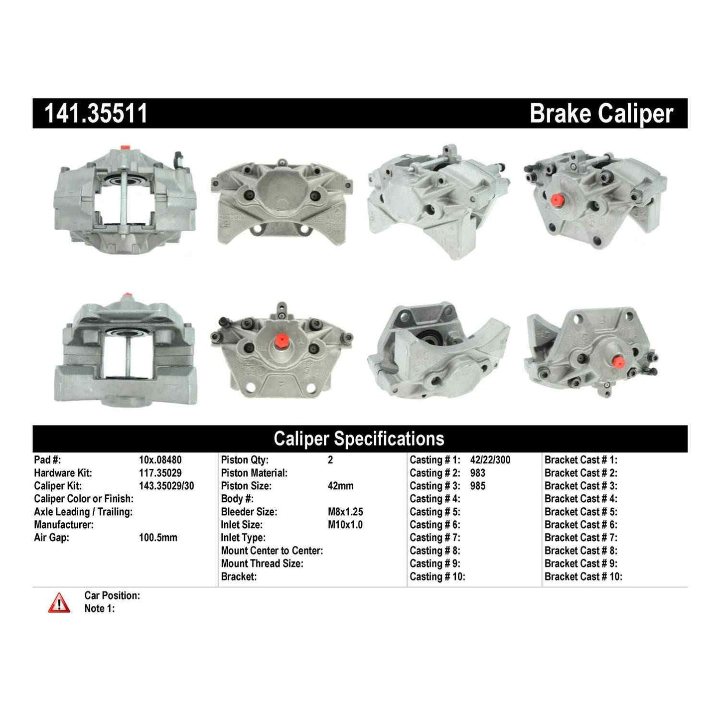 Centric Parts Disc Brake Caliper Semi-Loaded with Anti-Corrosion Finish for 2000-2003 Mercedes-Benz CL500 S430 S500 141.35511