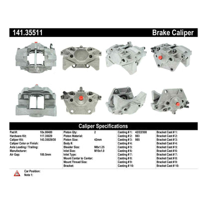 Centric Parts Disc Brake Caliper Semi-Loaded with Anti-Corrosion Finish for 2000-2003 Mercedes-Benz CL500 S430 S500 141.35511
