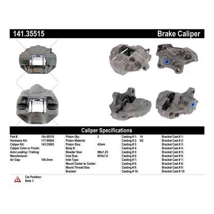 Stoptech Centric 79-85 Mercedes E Class Semi-Loaded Rear Passenger Side Remanufactured Brake Caliper 141.35515