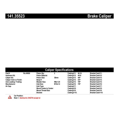 Centric Parts Semi-Loaded Brake Caliper 141.35523