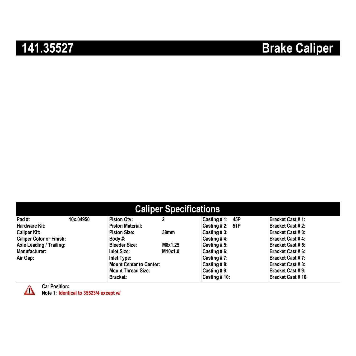 Centric Parts Semi-Loaded Brake Caliper 141.35527