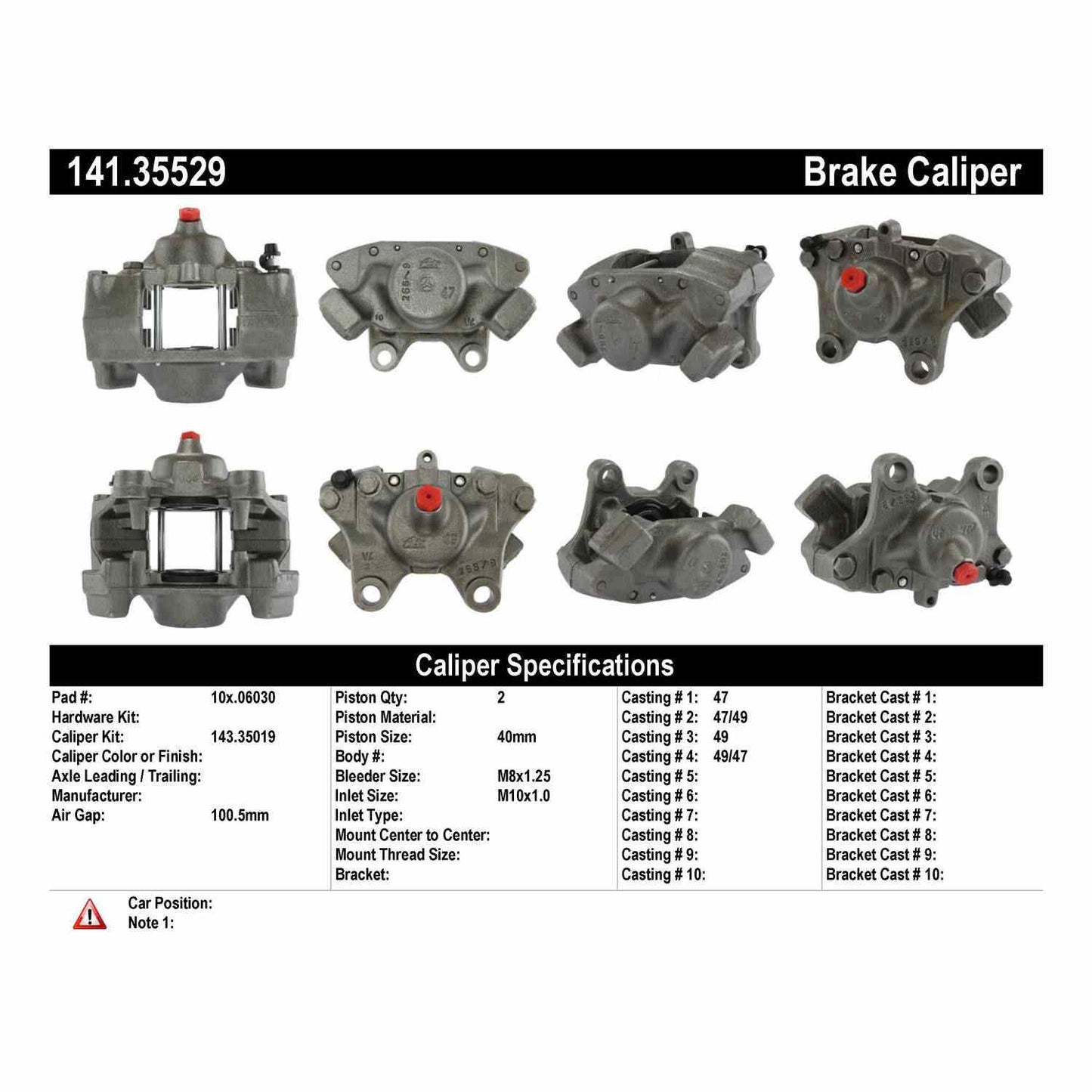Centric Parts Disc Brake Caliper Semi-Loaded with Anti-Corrosion Finish for 1992-2003 Mercedes-Benz 300SD/300SE/E320/S320/S350 141.35529