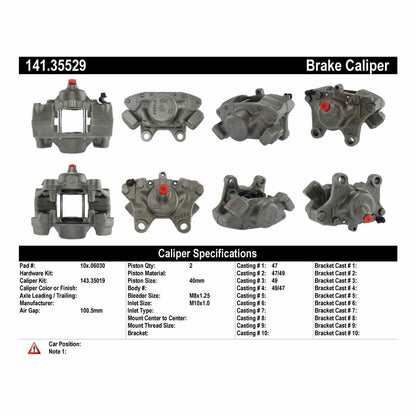 Centric Parts Disc Brake Caliper Semi-Loaded with Anti-Corrosion Finish for 1992-2003 Mercedes-Benz 300SD/300SE/E320/S320/S350 141.35529