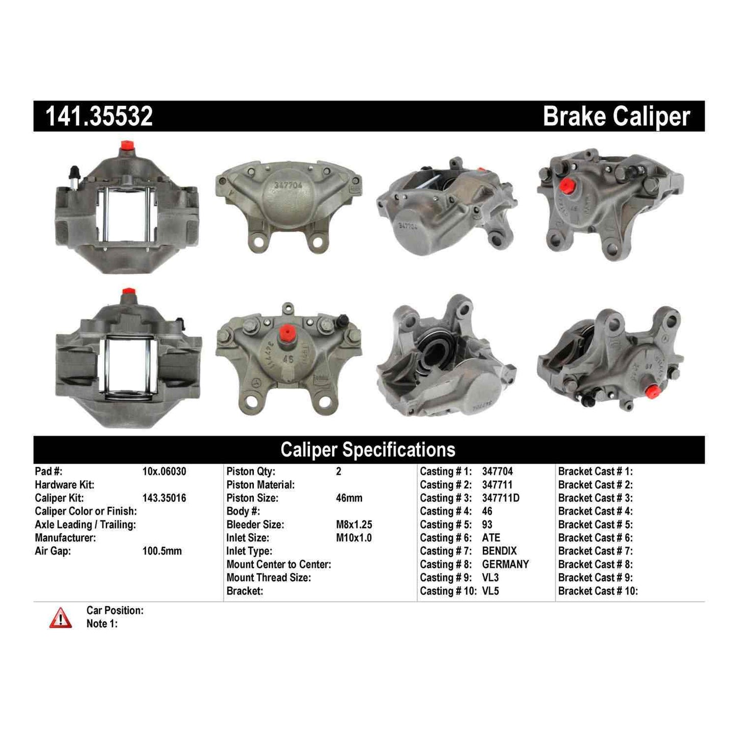 Stoptech Centric Semi-Loaded Brake Caliper - Rear Left 141.35532