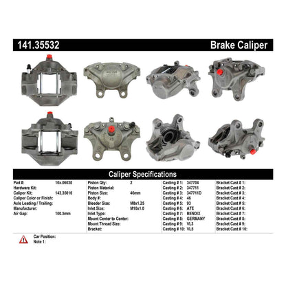 Stoptech Centric Semi-Loaded Brake Caliper - Rear Left 141.35532