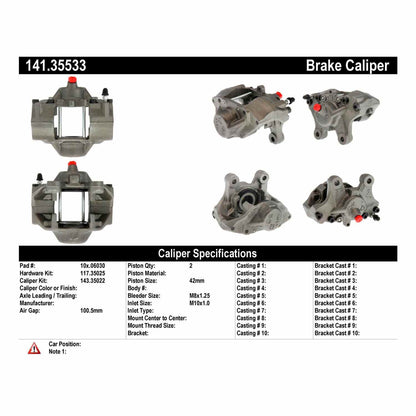 Centric Parts Disc Brake Caliper Semi-Loaded with Anti-Corrosion Finish for 2005-2006 Chrysler Crossfire 141.35533