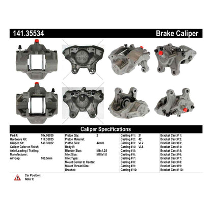 Centric Parts Disc Brake Caliper Semi-Loaded with Anti-Corrosion Finish for 2005-2006 Chrysler Crossfire 141.35534