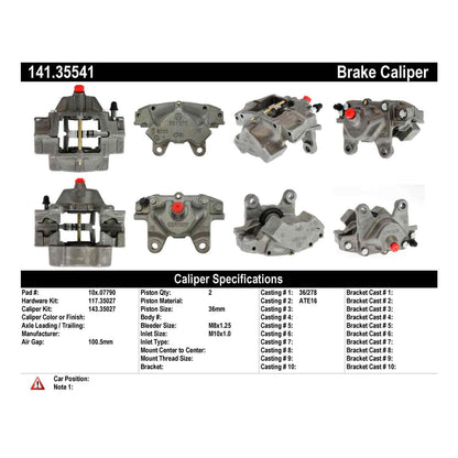 Centric Parts Disc Brake Caliper Semi-Loaded with anti‑corrosion finish for 2004‑2008 Chrysler Crossfire, 1999‑2000 Mercedes‑Benz C230 141.35541