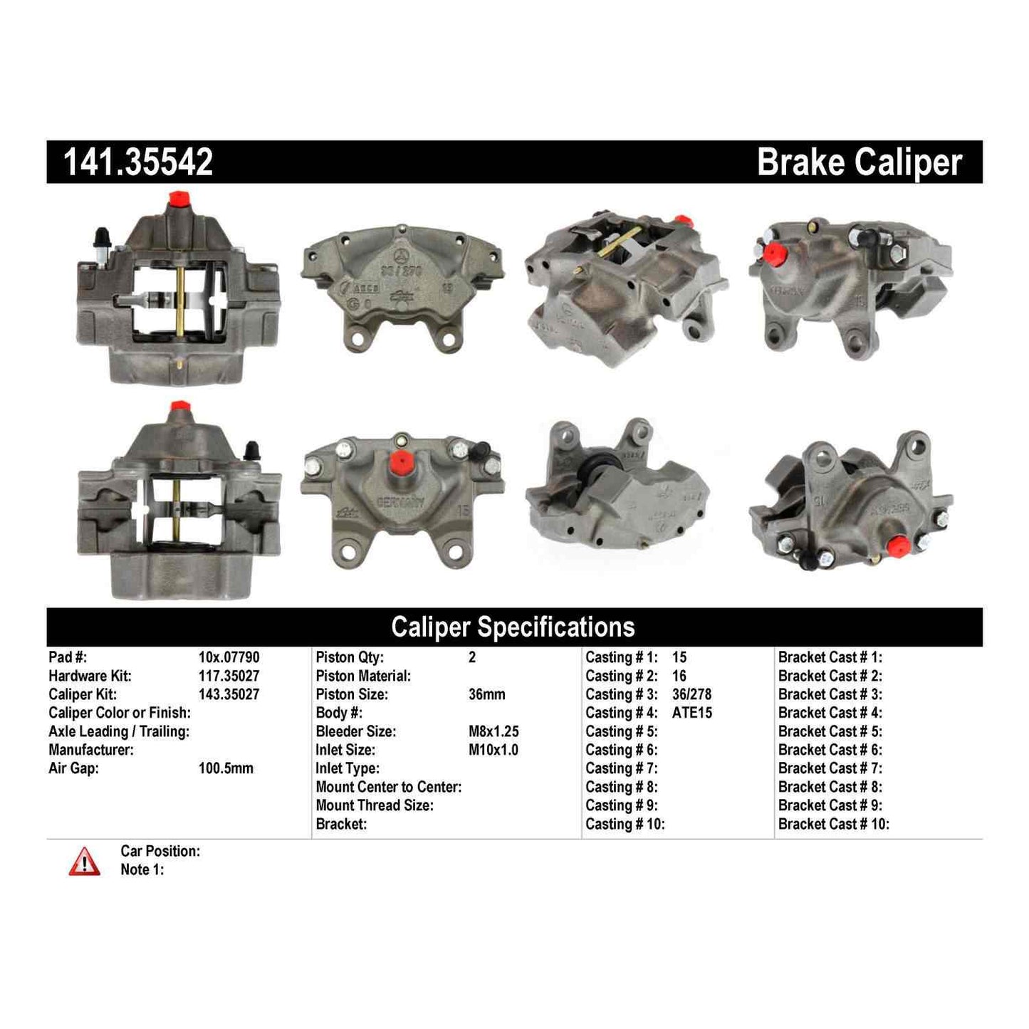 Stoptech Centric Semi-Loaded Brake Caliper - Rear Left 141.35542
