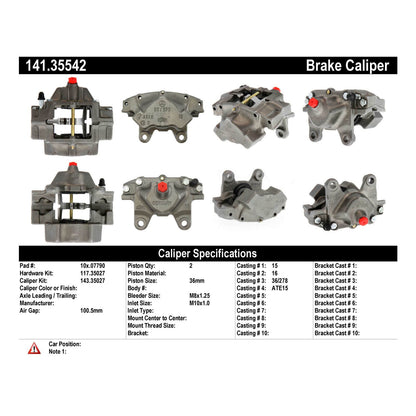 Centric Parts Disc Brake Caliper Semi-Loaded with Anti-Corrosion Finish for 2004-2008 Chrysler Crossfire, 1999-2000 Mercedes-Benz C230/C280, 1996-1997 E300, 2001-2004 SLK230/SLK320 141.35542