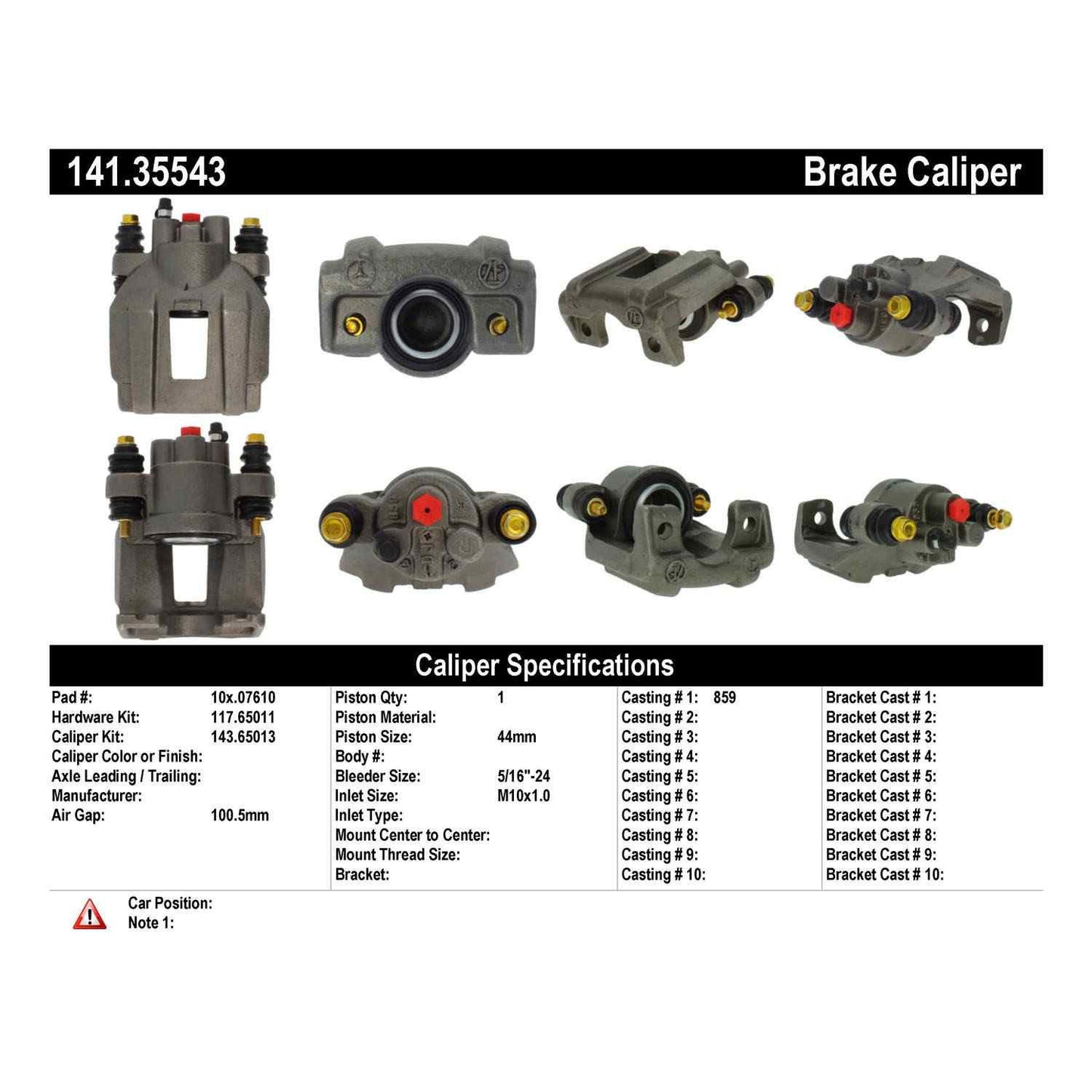 Centric Parts Disc Brake Caliper Semi-Loaded with Anti-Corrosion Finish for 1998-2005 Mercedes-Benz ML320/ML350/ML430 141.35543