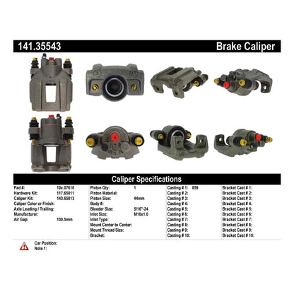 Centric Parts Disc Brake Caliper Semi-Loaded with Anti-Corrosion Finish for 1998-2005 Mercedes-Benz ML320/ML350/ML430 141.35543