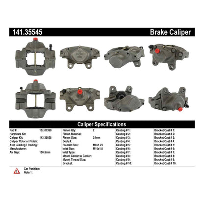 Stoptech Centric 94-98 Mercedes C Class Remanufactured Semi-Loaded Rear Passenger Side Brake Caliper 141.35545