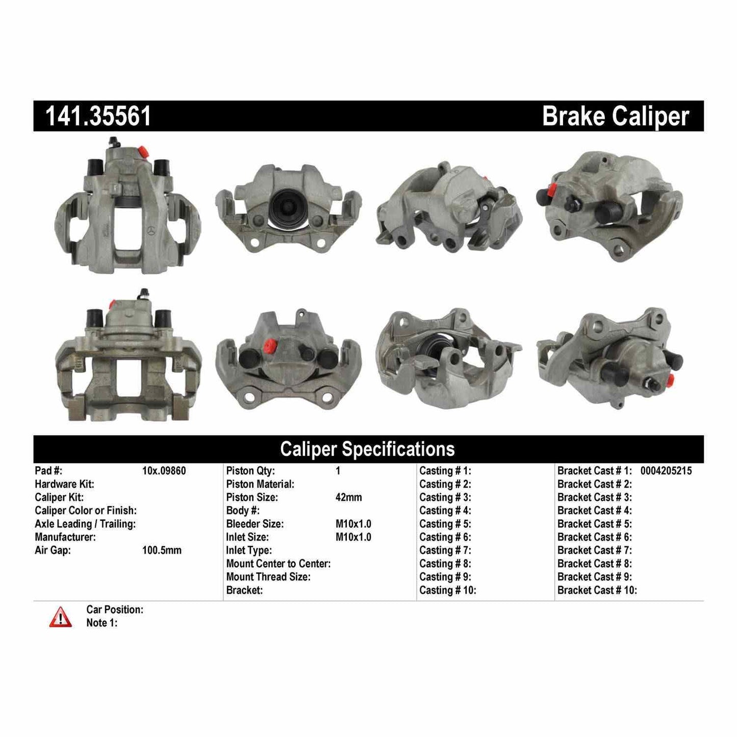 Centric Parts Semi-Loaded Brake Caliper with New Phenolic Pistons 141.35561