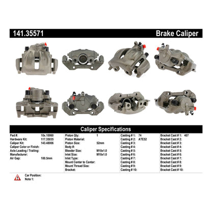 Centric Parts Disc Brake Caliper Semi-Loaded with Anti-Corrosion Finish for 141.35571