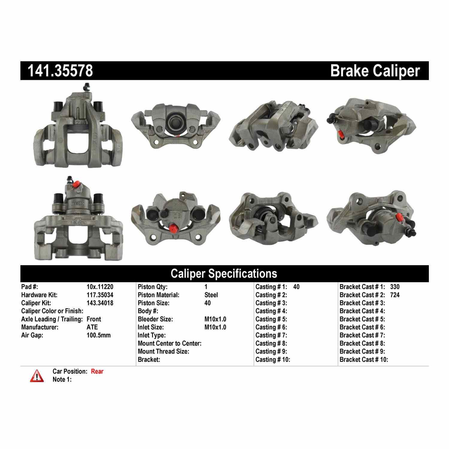 Centric Parts Semi-Loaded Brake Caliper 141.35578