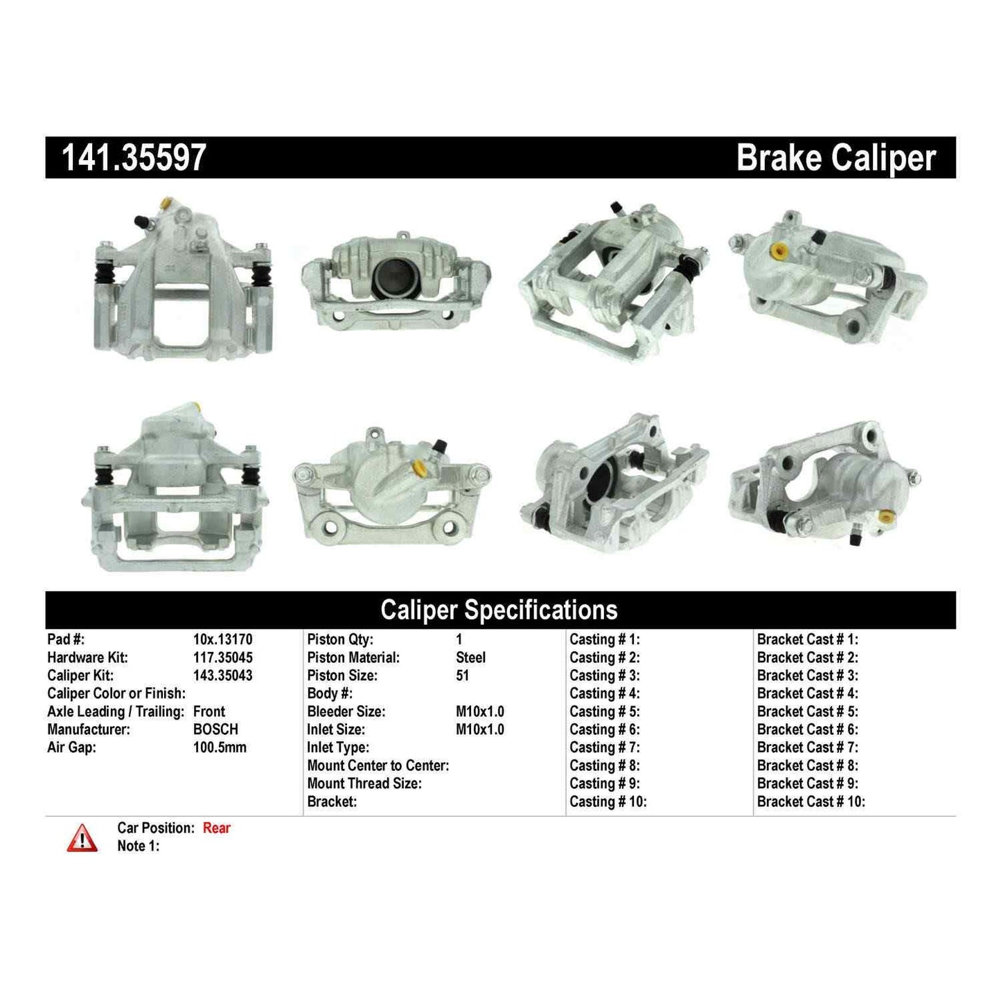 Centric Parts Disc Brake Caliper Semi-Loaded with Anti-Corrosion Finish 141.35597