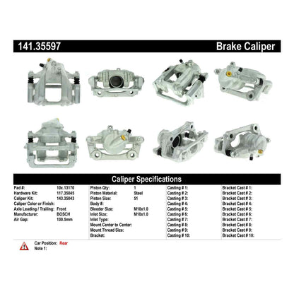 Centric Parts Disc Brake Caliper Semi-Loaded with Anti-Corrosion Finish 141.35597