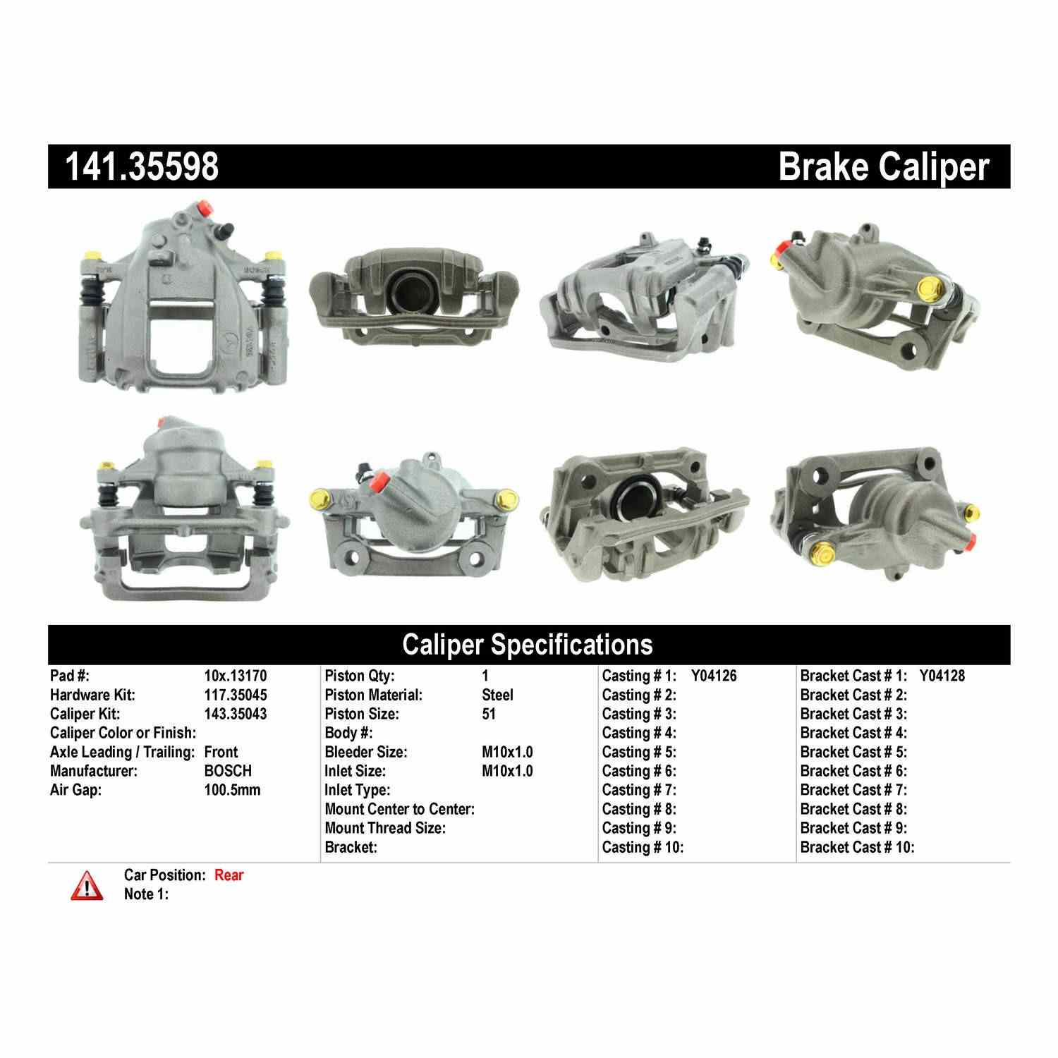 StopTech Semi-Loaded Brake Caliper 141.35598