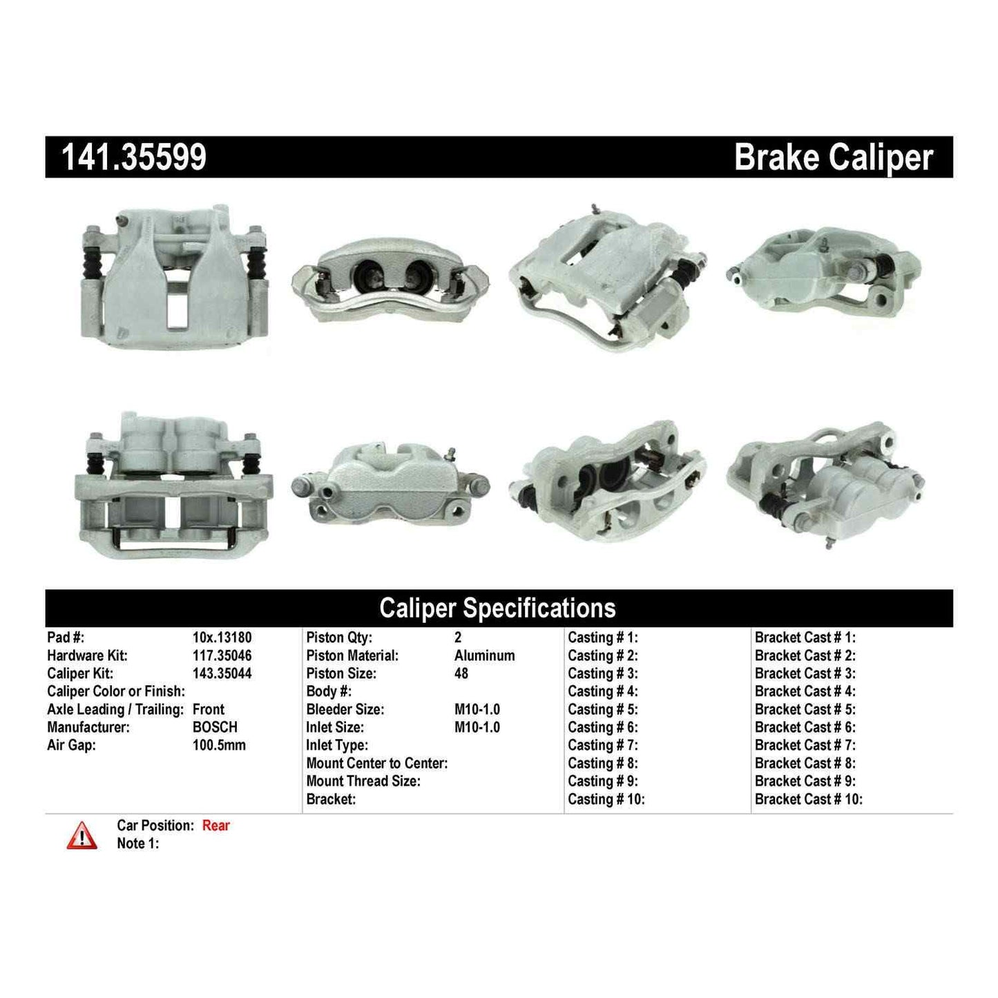 Centric Parts Disc Brake Caliper Semi-Loaded with Anti-Corrosion Finish for 141.35599