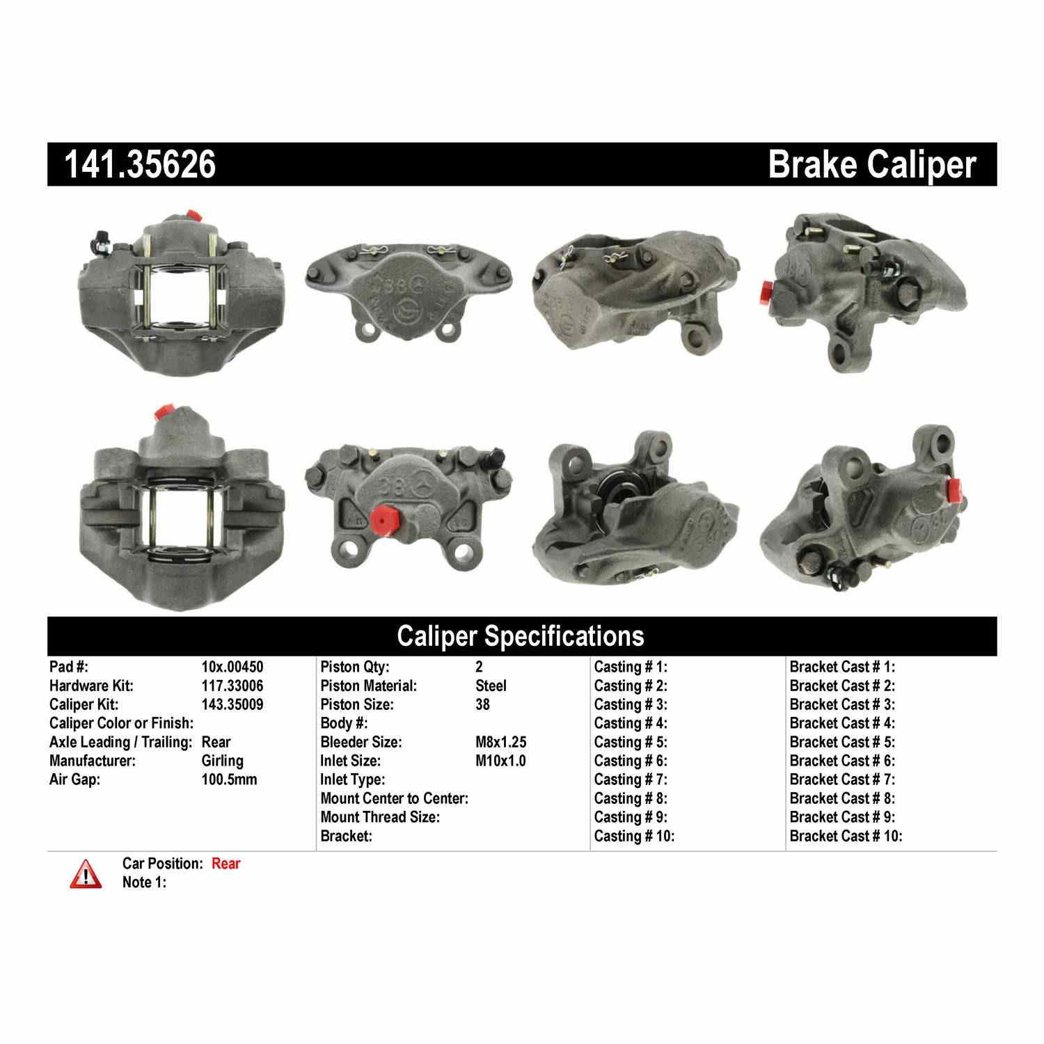 Centric Parts Semi-Loaded Brake Caliper 141.35626