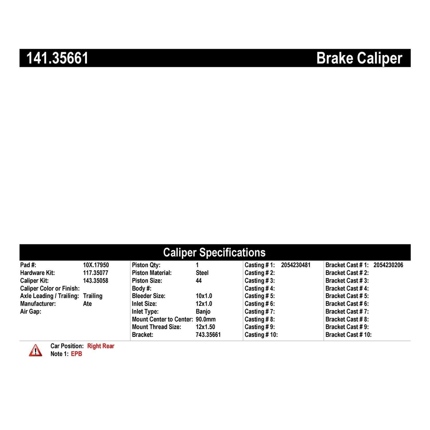 Centric Parts Semi-Loaded Brake Caliper EPB 141.35661