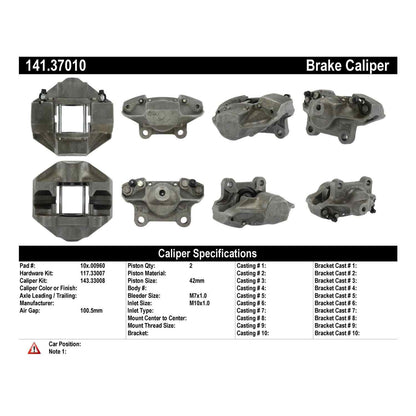 Stoptech Centric Semi-Loaded Brake Caliper - Front Left 141.37010