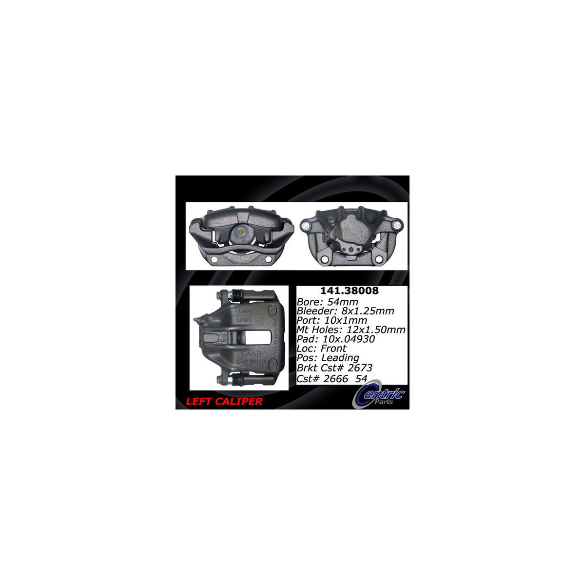 Centric Parts Disc Brake Caliper Semi-Loaded for 1987-1993 Saab 900 141.38008