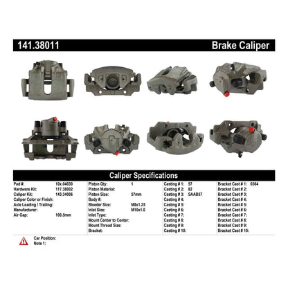 Stoptech Centric 88-98 Saab 9000 Semi-Loaded Brake Caliper - Front Right 141.38011