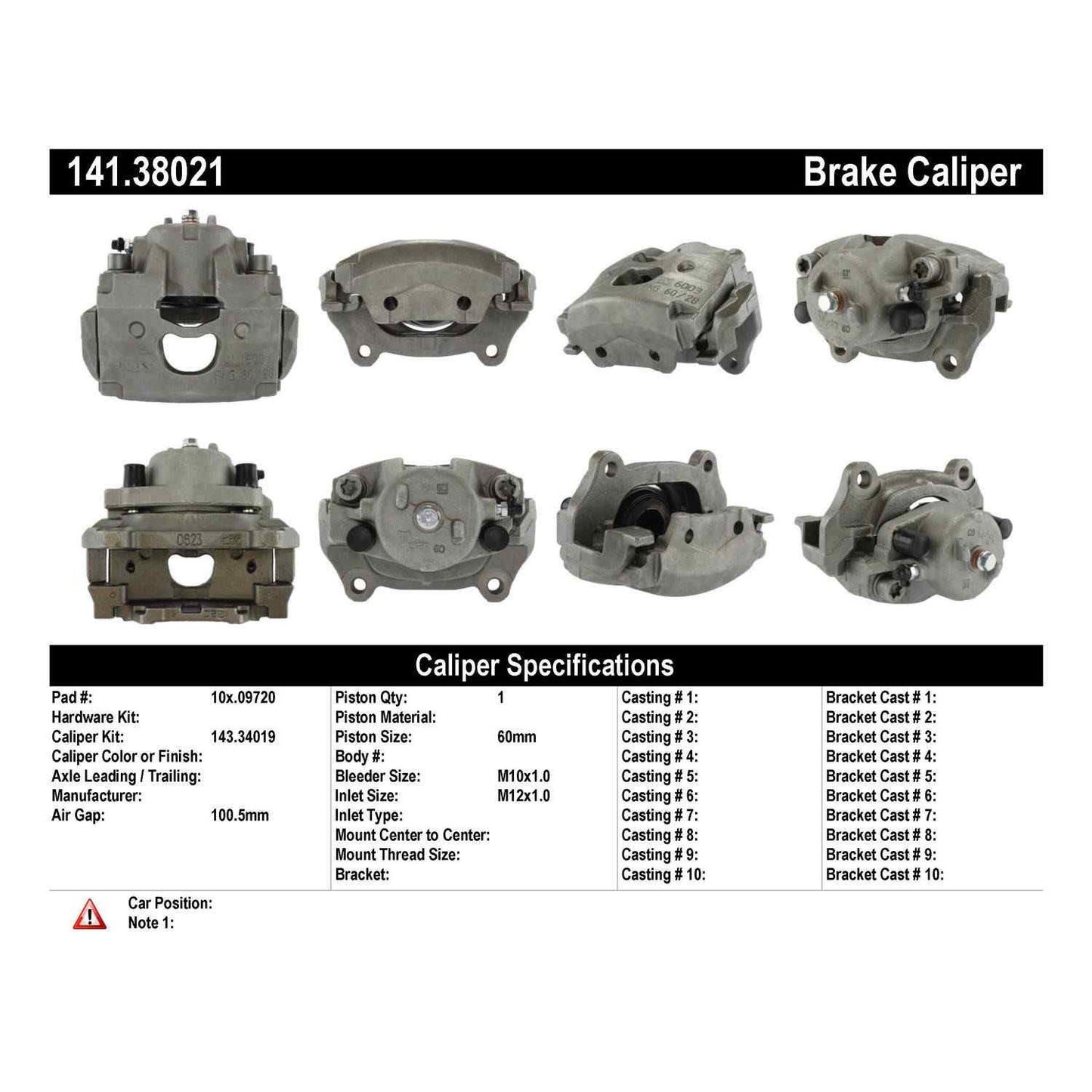 Centric Parts Semi-Loaded Brake Caliper with New Phenolic Pistons 141.38021