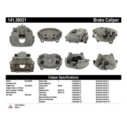 Centric Parts Semi-Loaded Brake Caliper with New Phenolic Pistons 141.38021