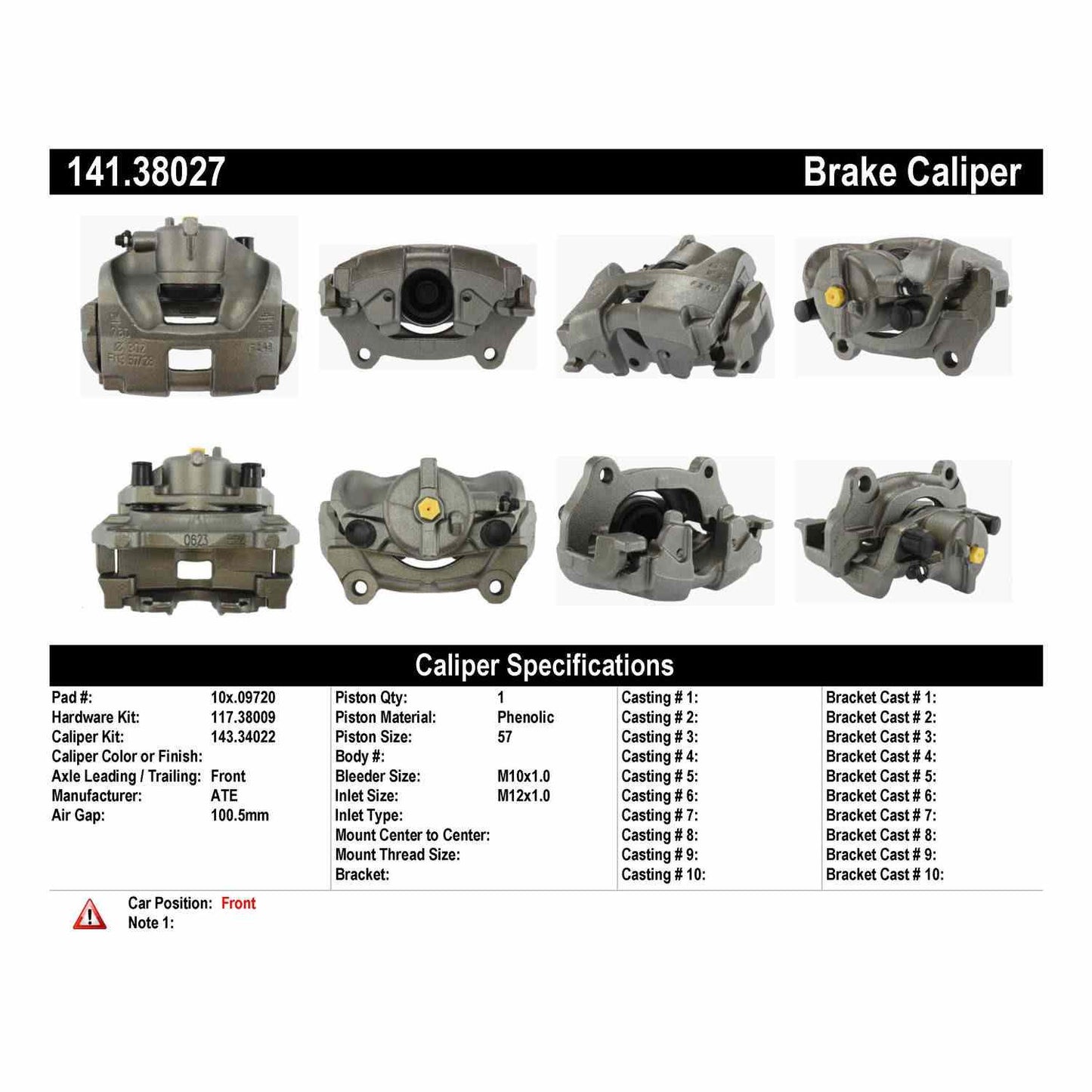 Stoptech Centric 06-12 Saab 9-3 / 10-11 Saab 9-3X Semi-Loaded Brake Caliper - Front Right 141.38027